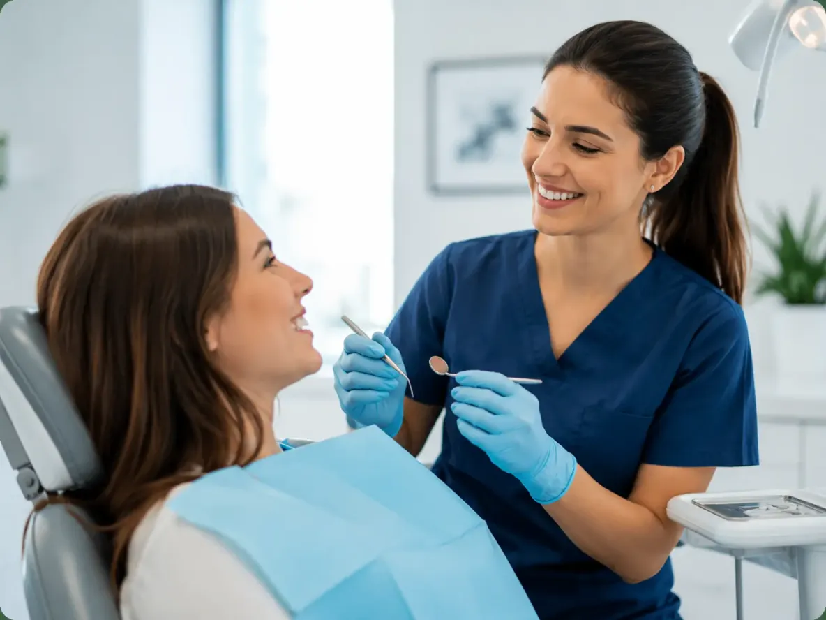 Dental professional caring for a patient