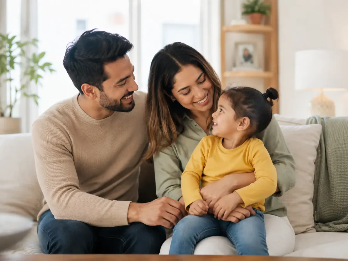 Family spending time together at home