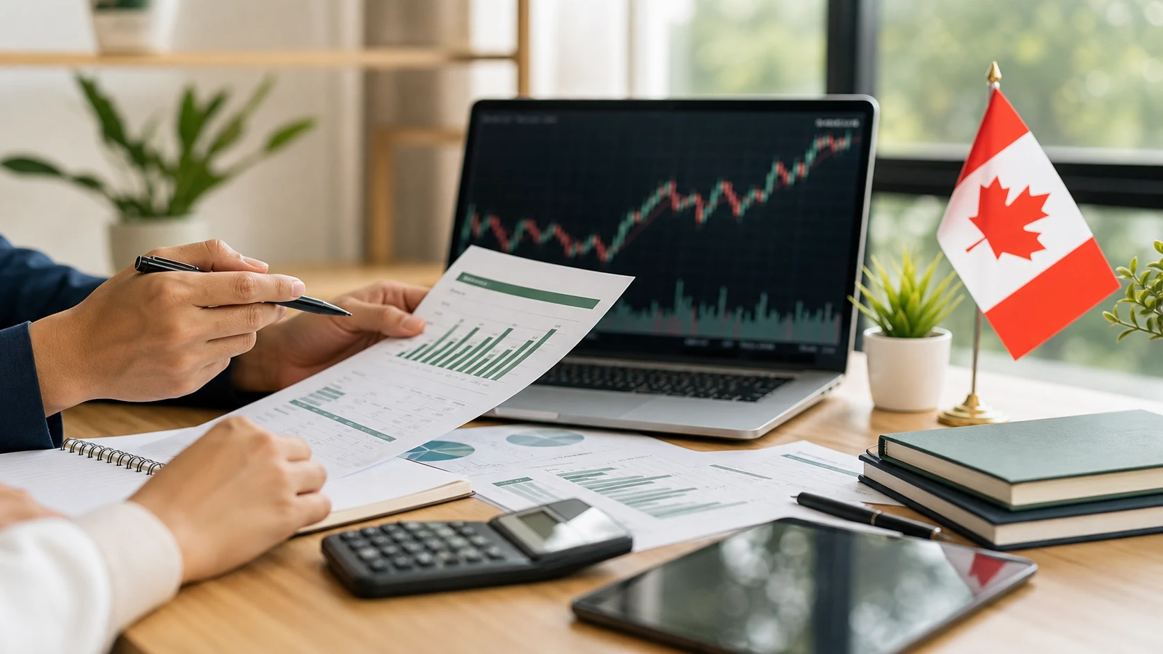 Canadian savings and investment planning with market charts